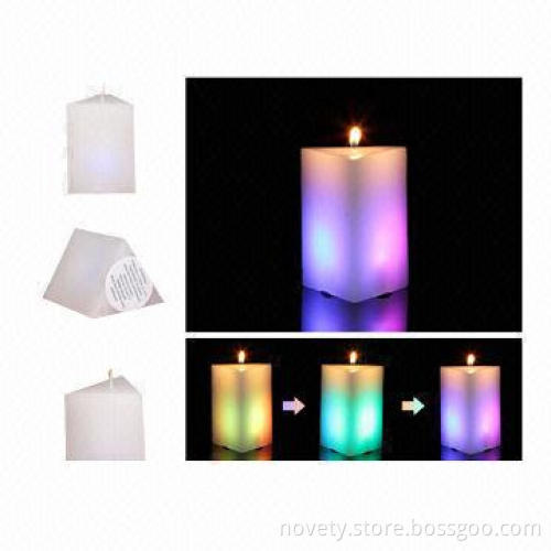 LED Trilateral Candle, Real Smokeless Wax Candles Really Change Colors When Lit